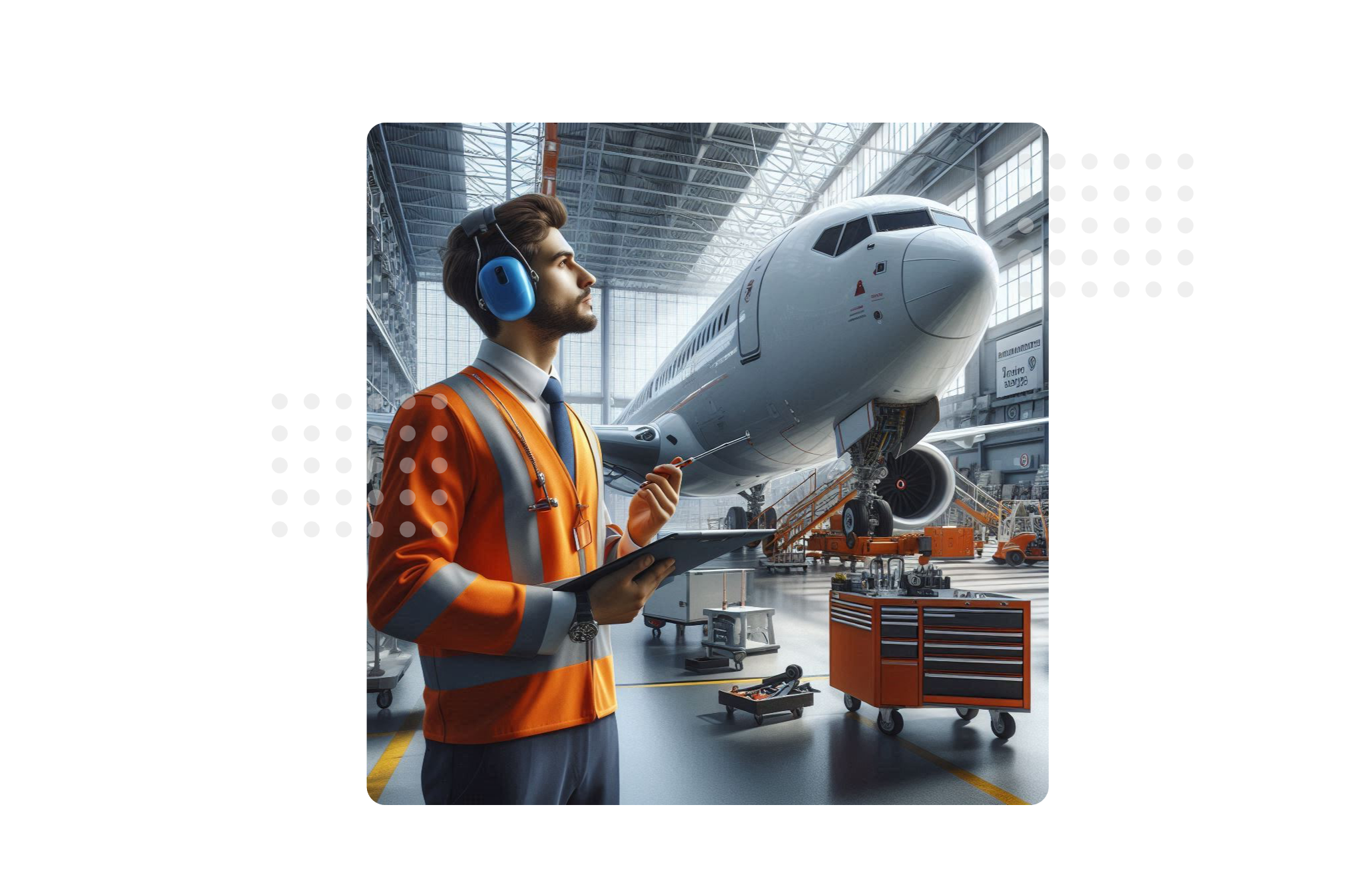 Maintenance Crew working on aircraft. Boost productivity and ensure optimal aircraft upkeep with AI-driven MaintWiz CMMS, designed for the aviation industry
