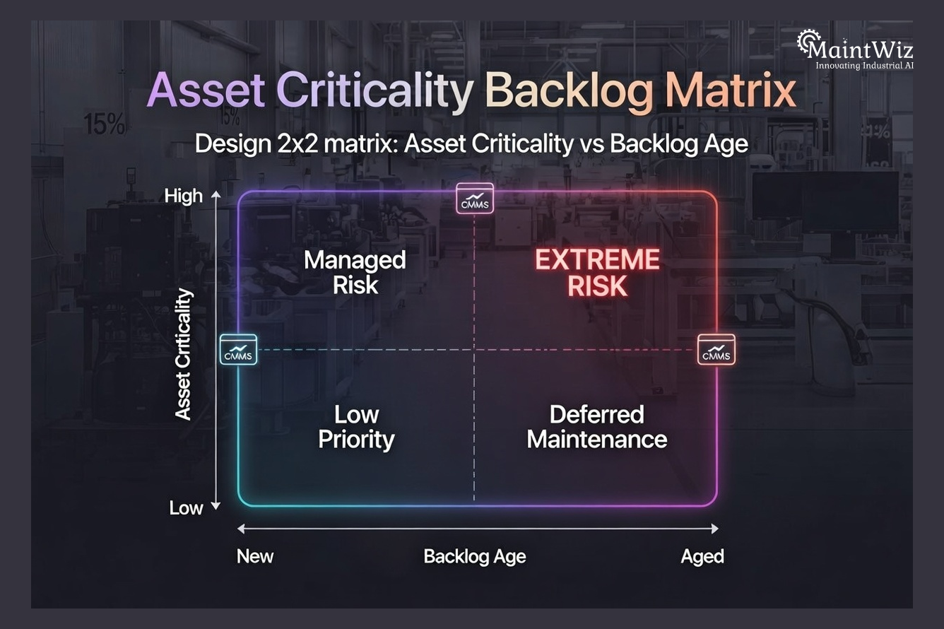 Asset criticality matrix for prioritizing maintenance backlog tasks