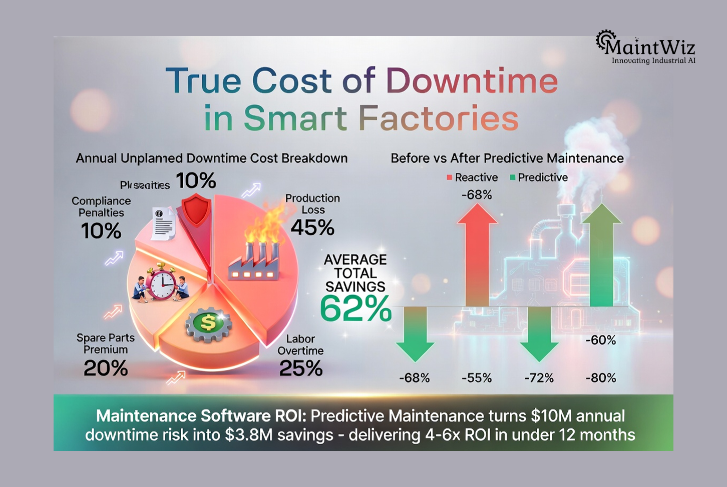 True cost of unplanned downtime in smart factories and predictive maintenance savings