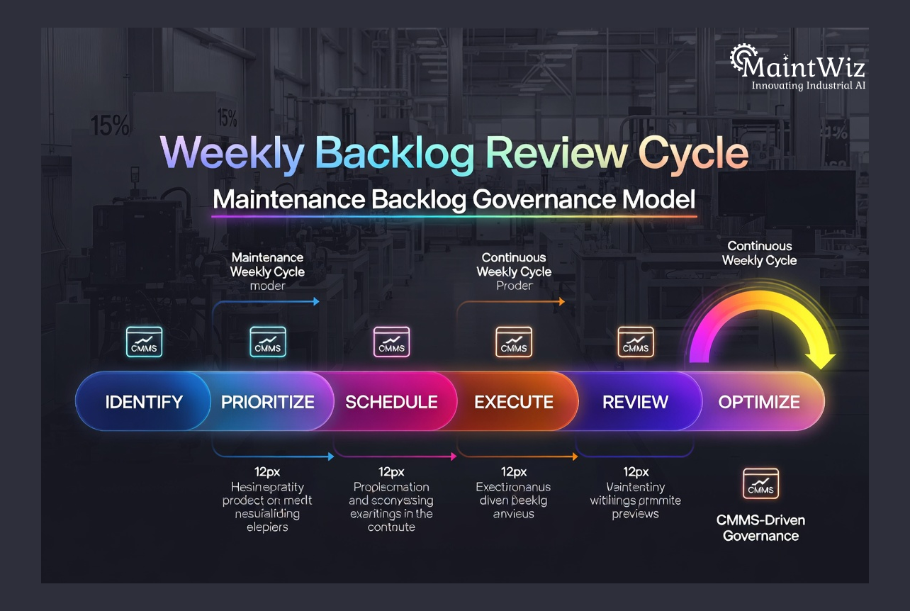 Weekly backlog review meeting between maintenance and production teams