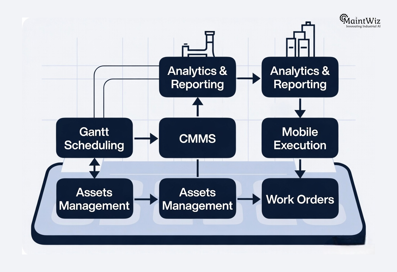 CMMS integration with shutdown gantt scheduling