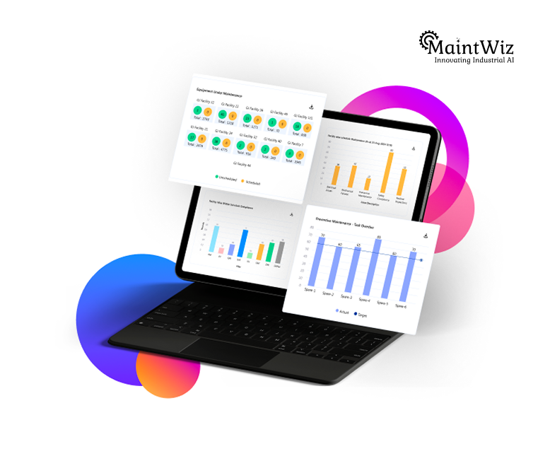 Maintenance KPI dashboard showing shutdown performance metrics and downtime analysis.
