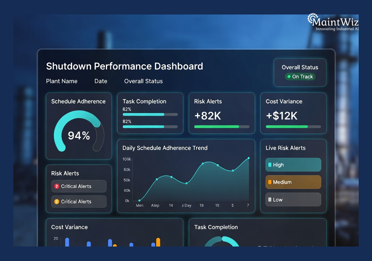 Dashboard showing shutdown execution KPIs