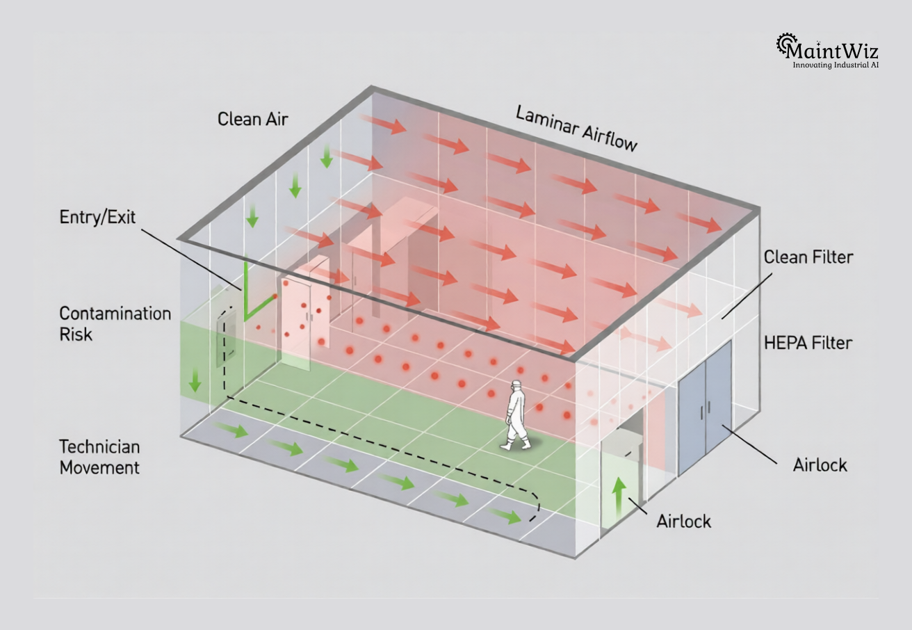 laminar airflow and contamination control during cleanroom maintenance