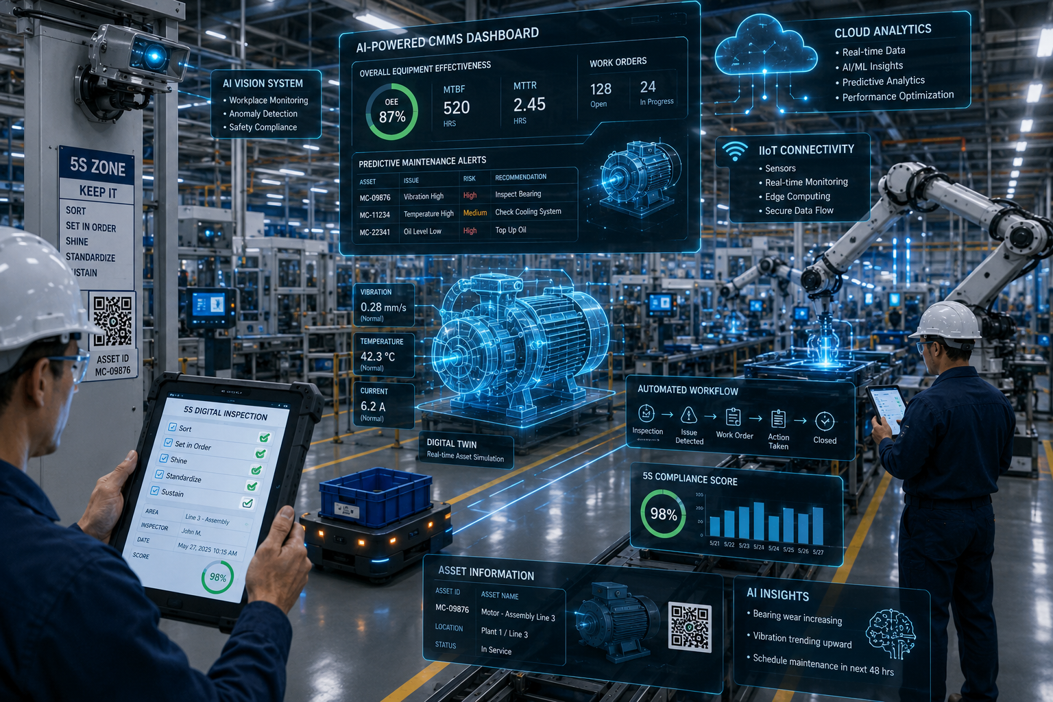 AI, IIoT, and CMMS supporting digital 5S implementation