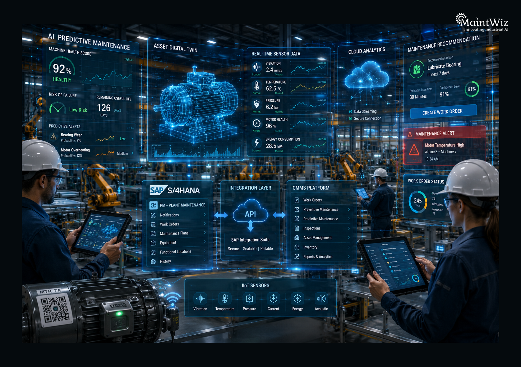 AI predictive maintenance integrated with SAP PM and CMMS