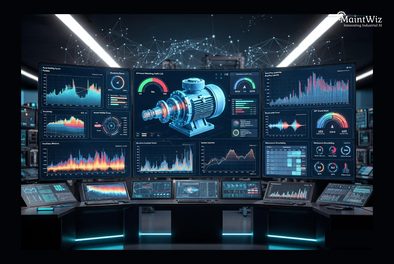 AI predictive maintenance dashboard for industrial assets