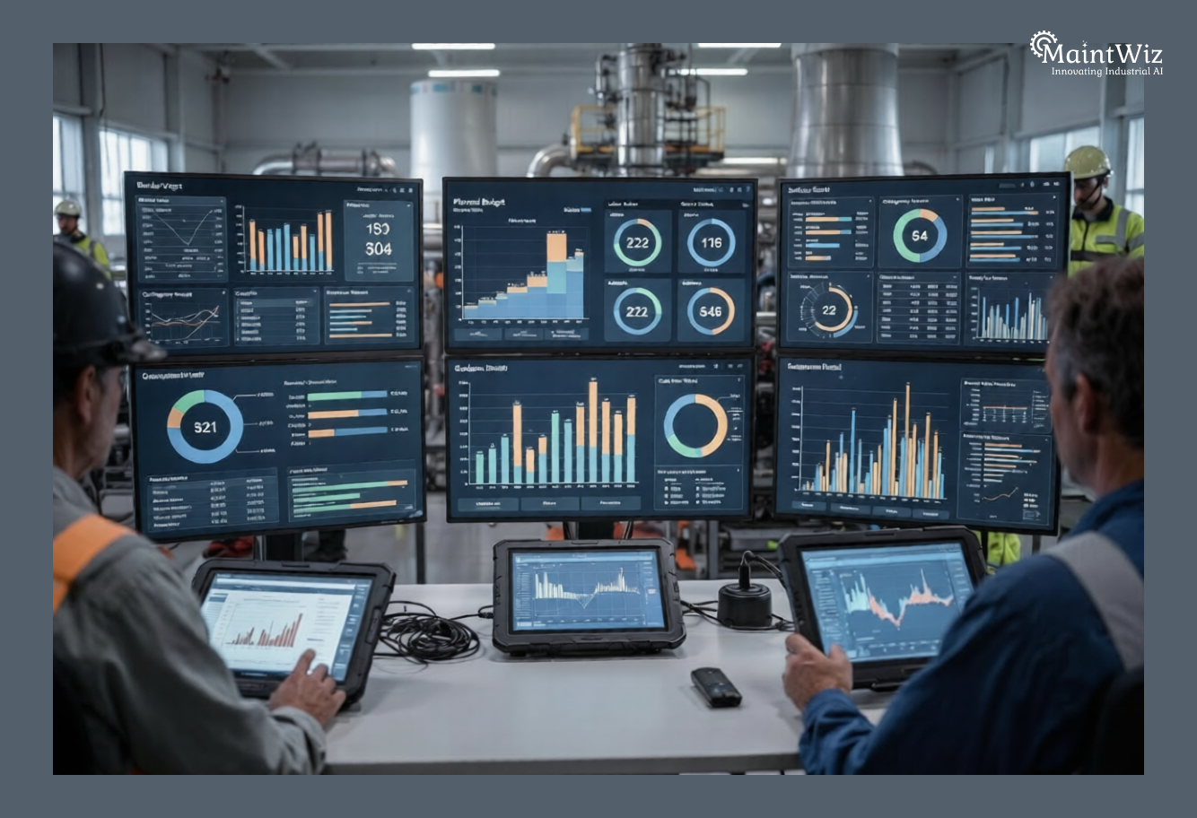 AI-powered shutdown budget dashboard tracking industrial maintenance costs