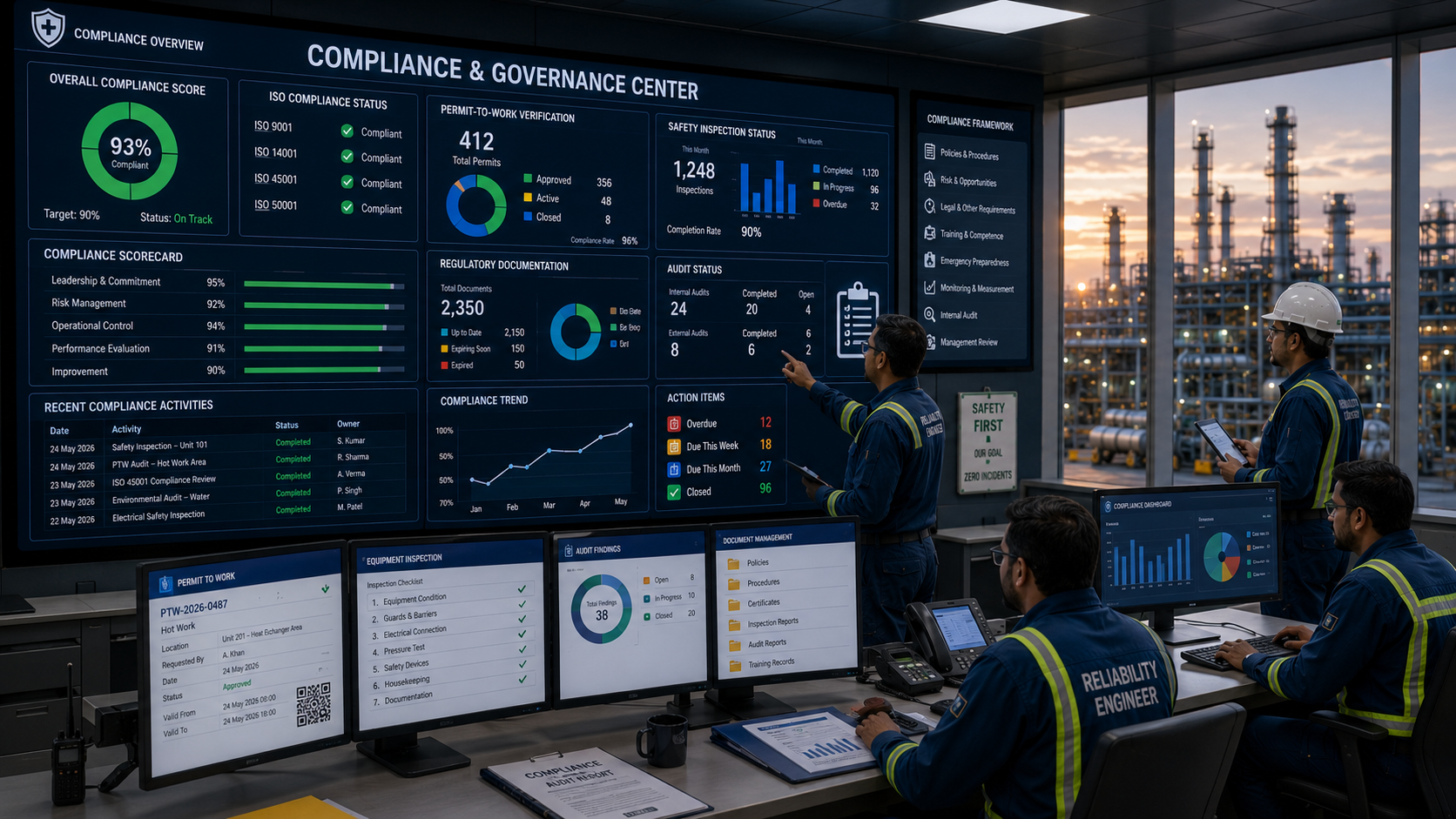 Digital shutdown compliance management dashboard