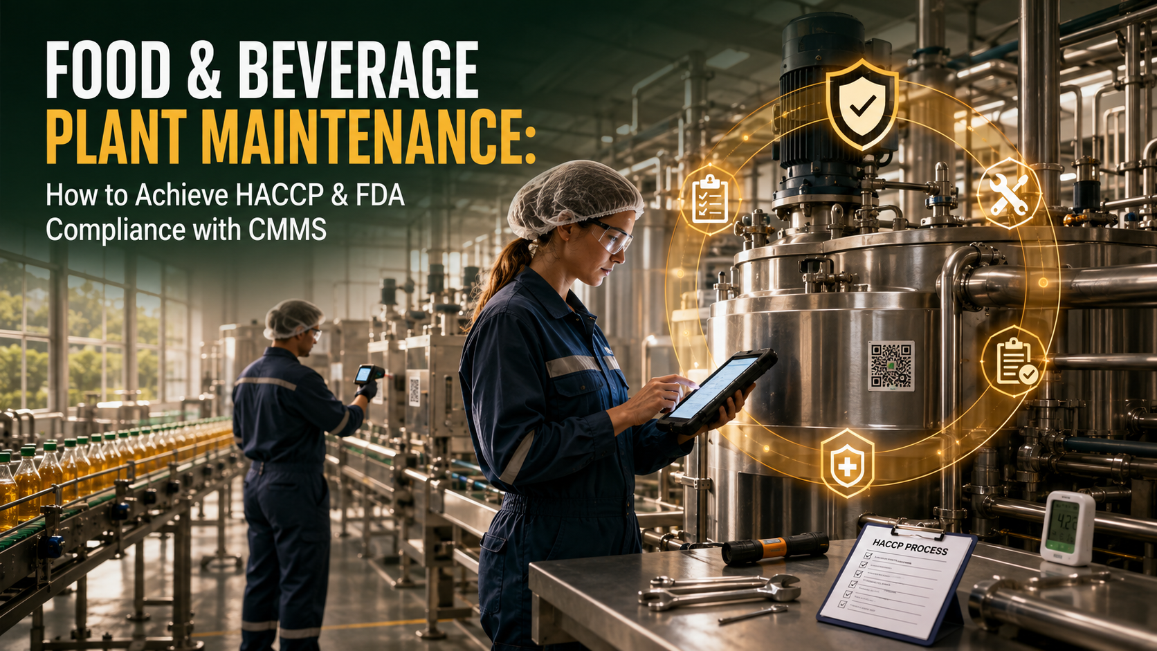 Food and beverage plant maintenance with HACCP and FDA compliance supported by CMMS