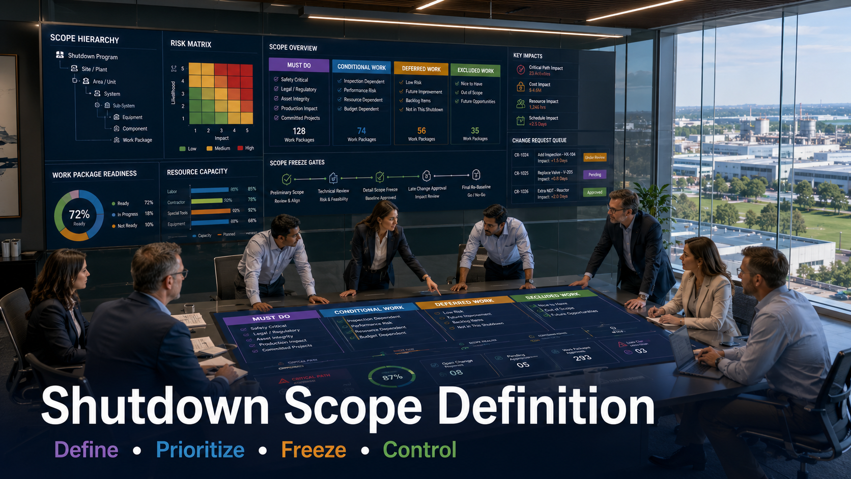Executive shutdown scope definition and governance planning