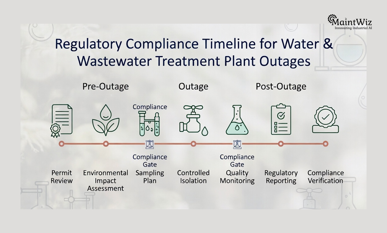 Regulatory compliance timeline for water and wastewater treatment plant outages