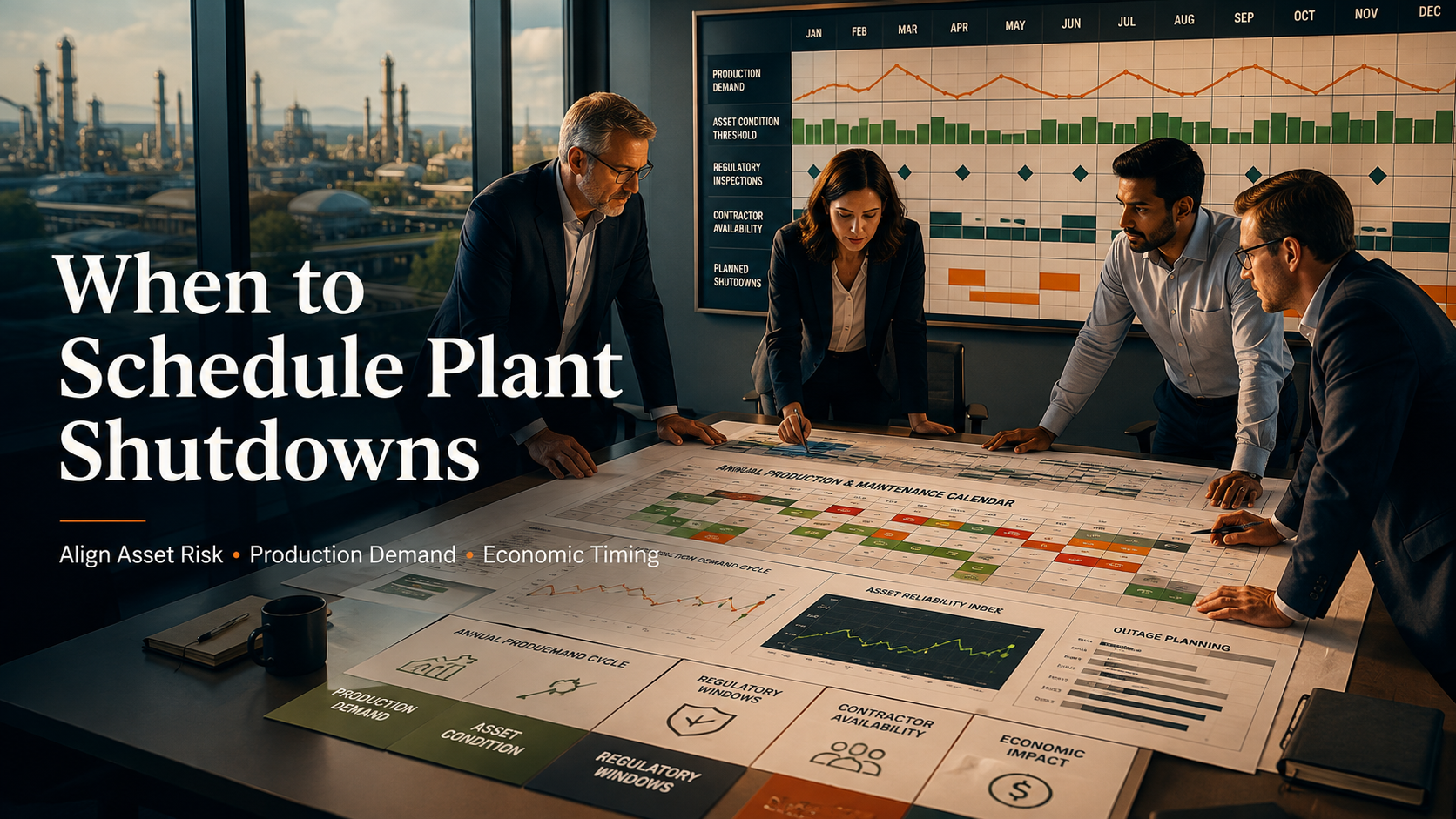 Strategic plant shutdown timing planning based on asset risk and production demand