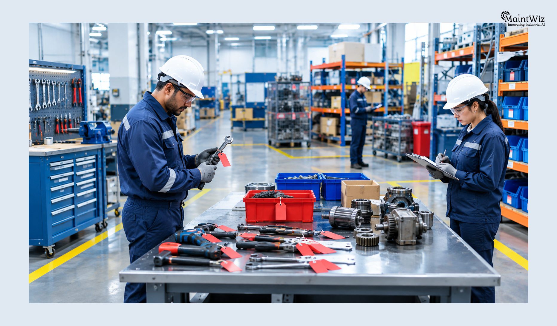 Red-tag process for sorting tools and materials in manufacturing