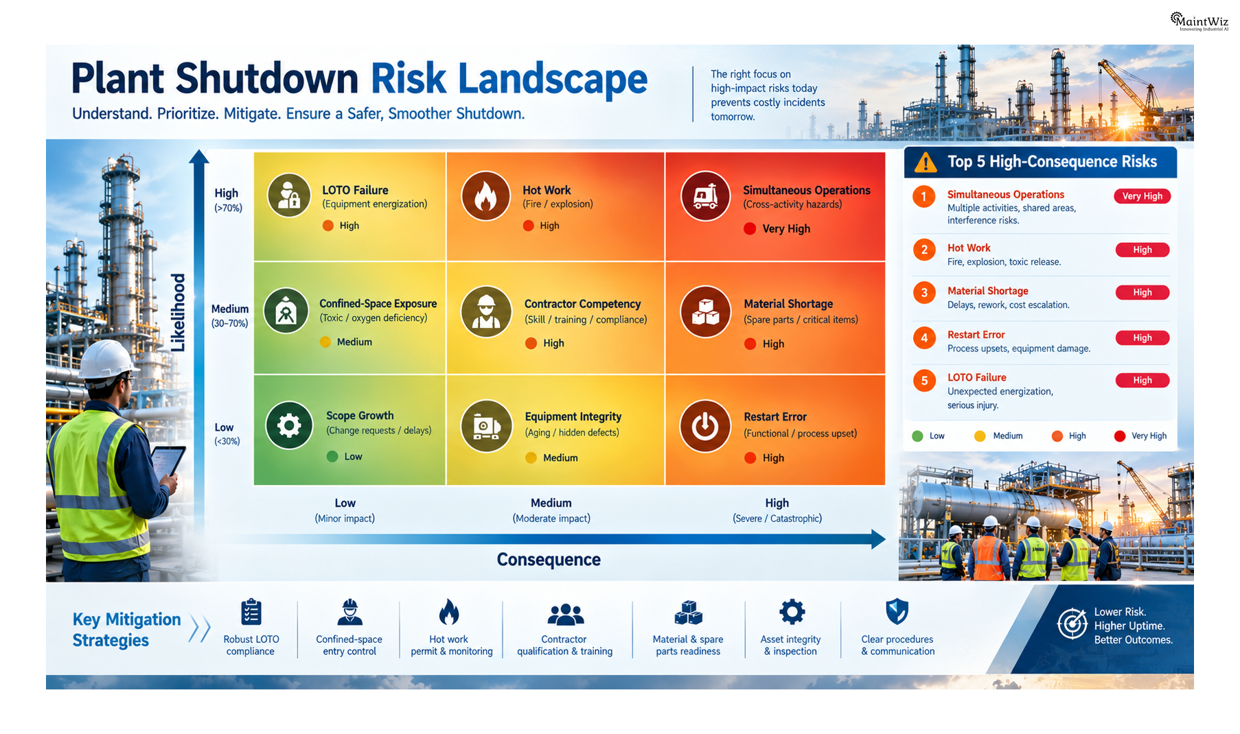 Plant shutdown safety and execution risk heat map